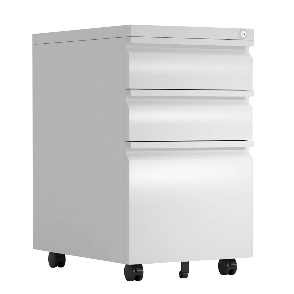 3-Drawer Metal Locking Mobile File Cabinet White L741