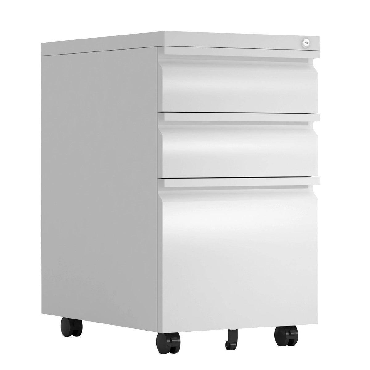 3-Drawer Metal Locking Mobile File Cabinet White L741