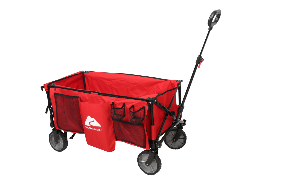 Camping Utility Wagon with Tailgate & Extension Handle, Red P668546