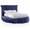 Blue Fabric Wingback Storage King Bed X296